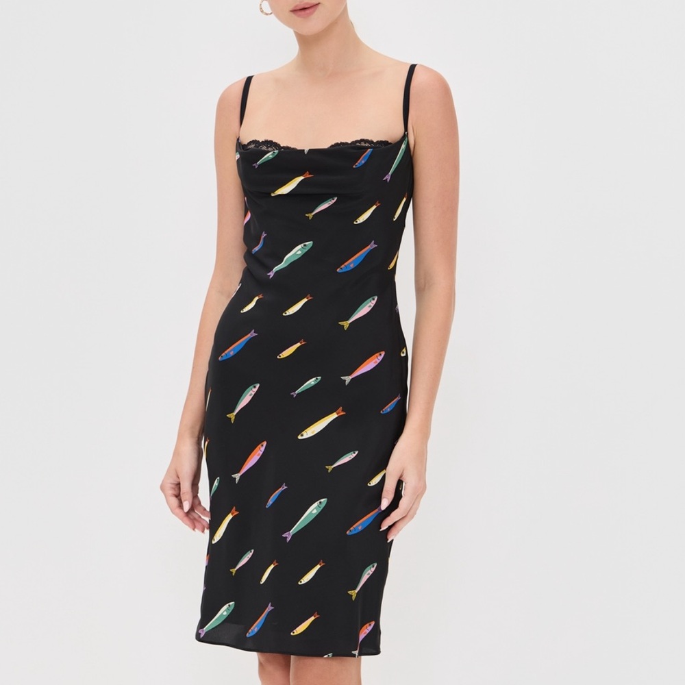 STAUD Evangeline Silk Dress (size 12）